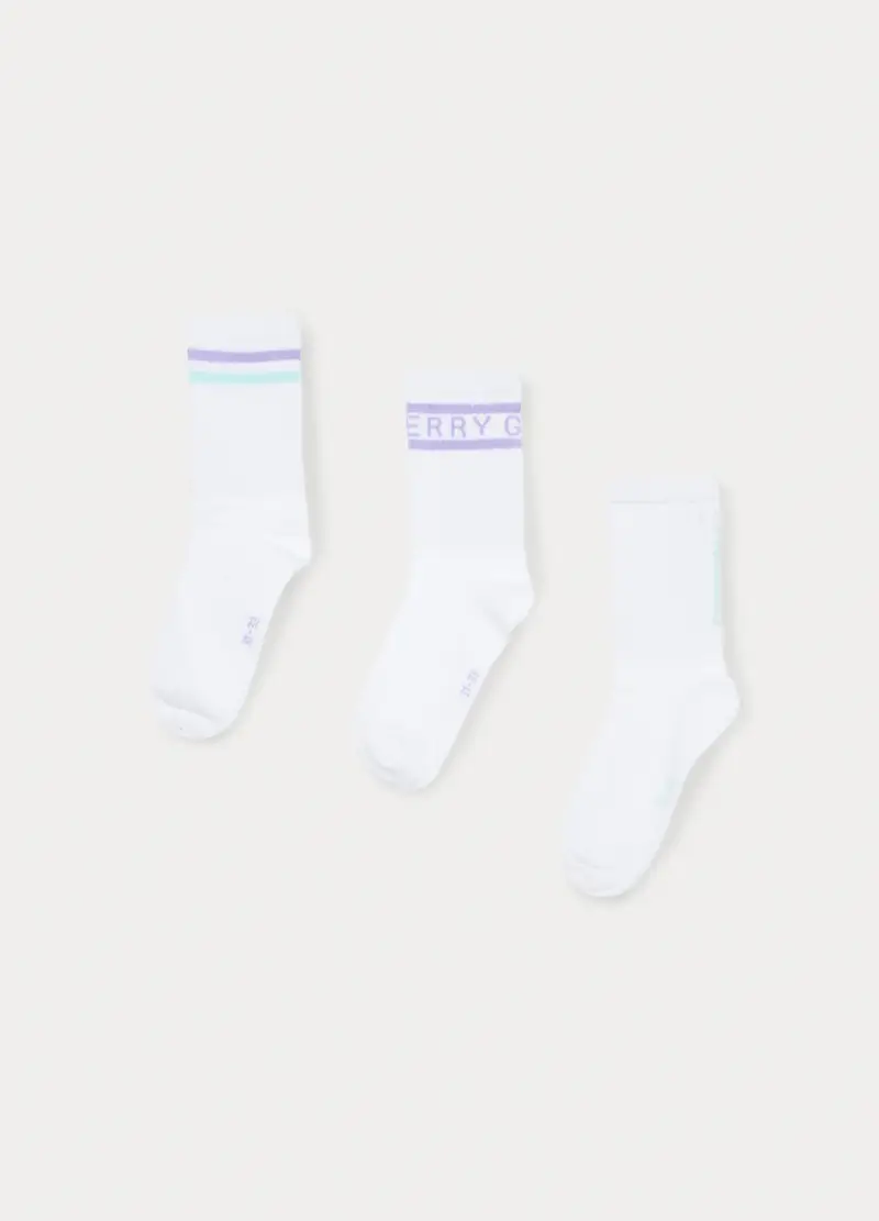 , Pack 3 Calze Misto Cotone Stretch, Bambina, Bianco miniatura 2