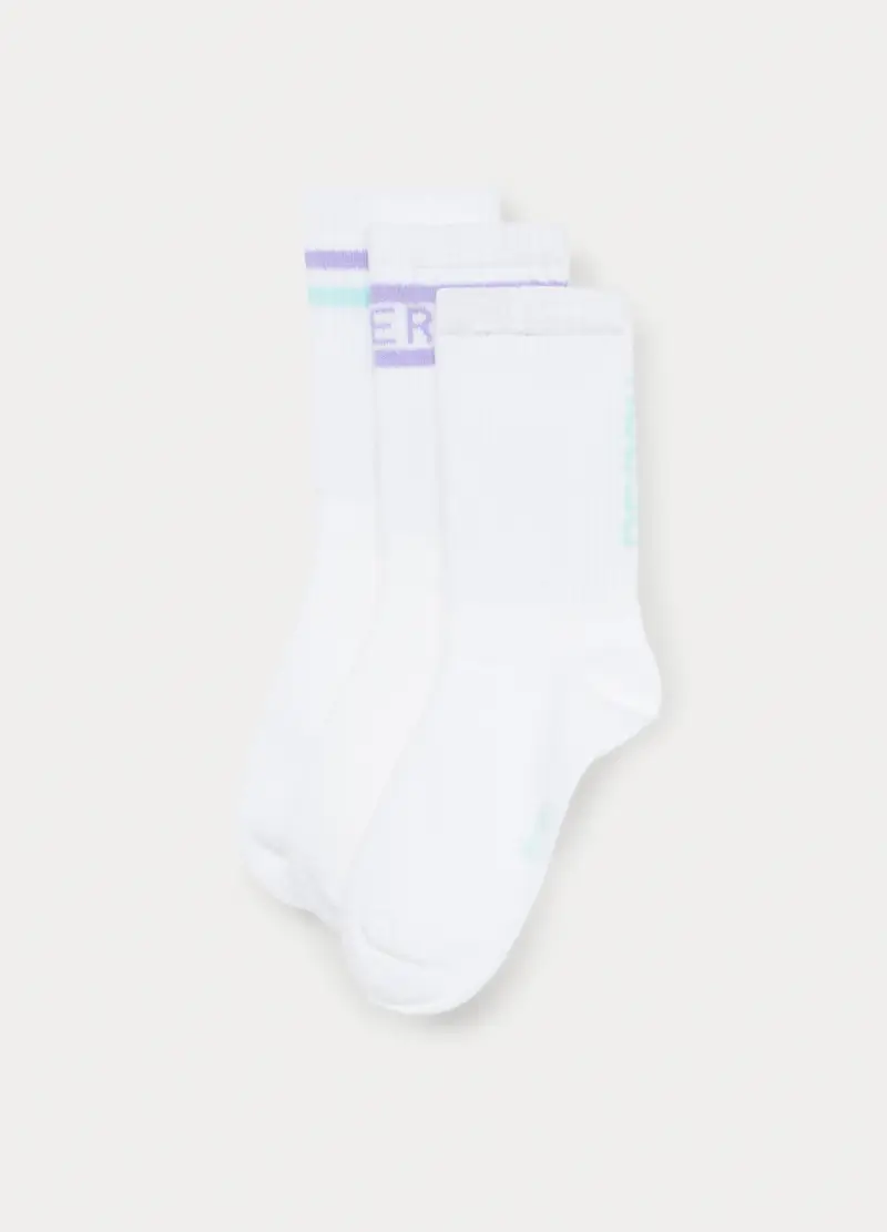 Pack 3 Calze Misto Cotone Stretch, Bambina, Bianco