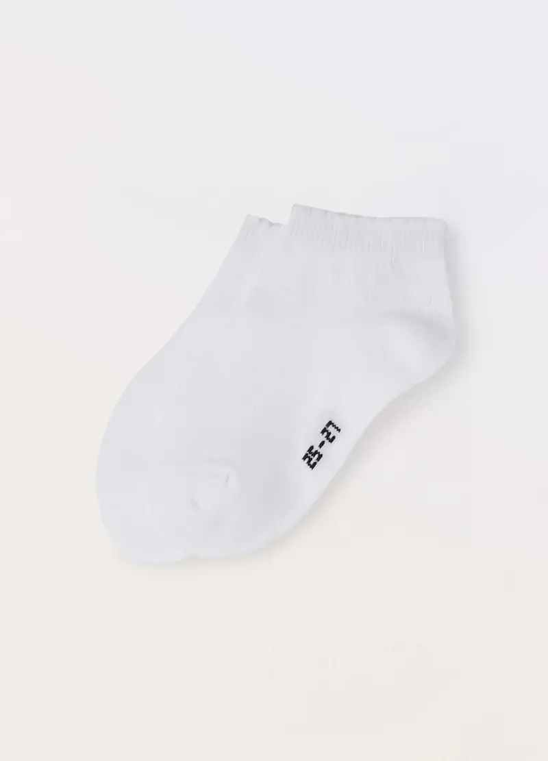 Pack 3 Calzini Corti In Misto Cotone Stretch, Bambina, Bianco gesso