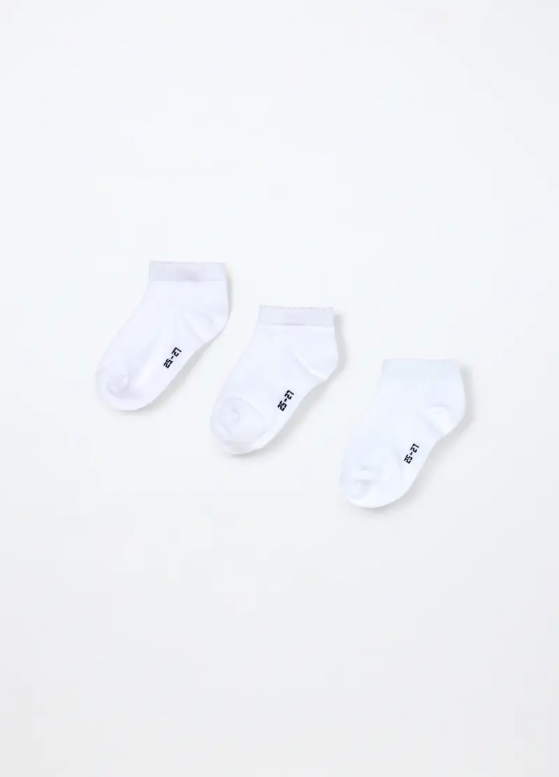 Pack 3 Calzini Corti Misto Cotone Ragazza, Unisex, Bianco gesso miniatura 2