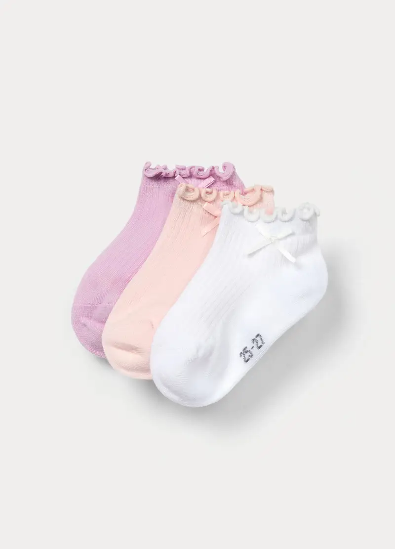Pack 3 Calzini Misto Cotone, Bambina, Rosa chiaro
