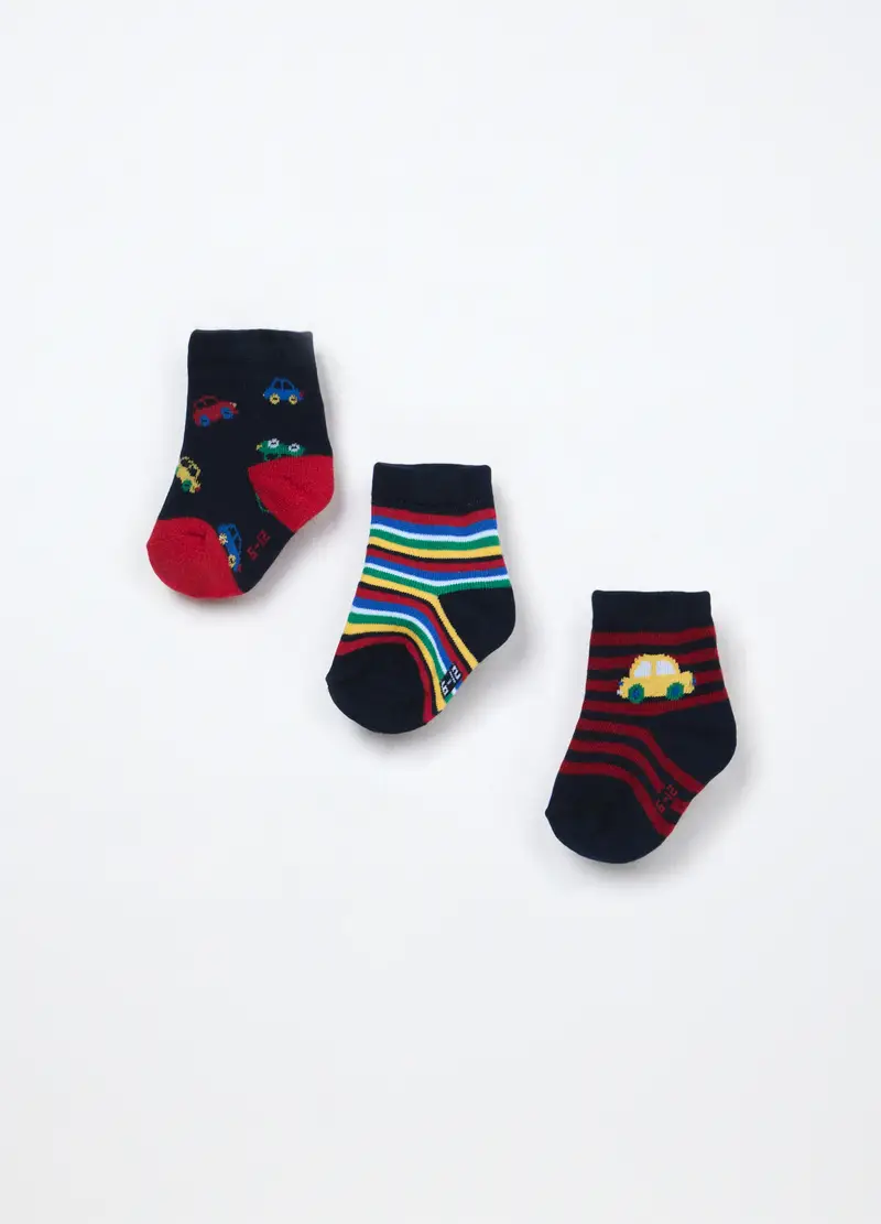 Pack 3 Calzini Misto Cotone Neonato, Blu navy miniatura 2