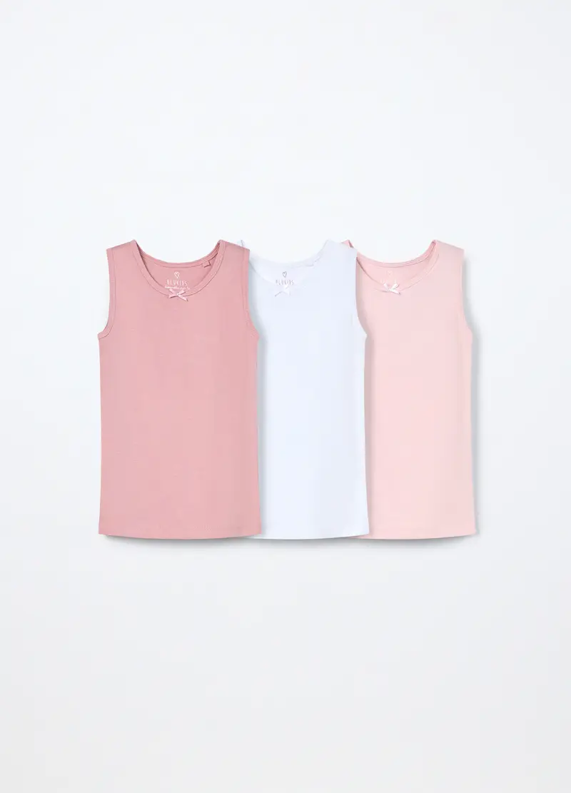 Pack 3 Canotte In Puro Cotone Neonata, Bambina, Rosa pastello