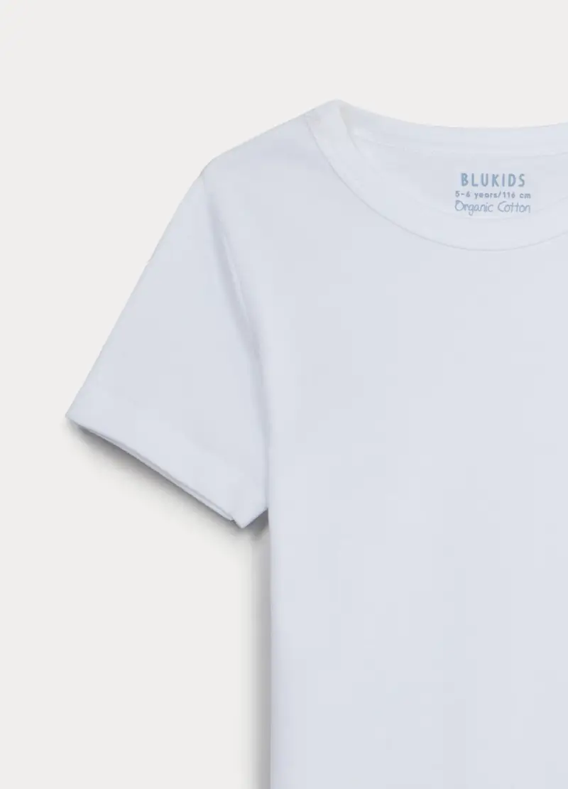 Pack 3 Magliette Intime In Costina Di Puro Cotone Bambino, Bianco/Blu miniatura 3