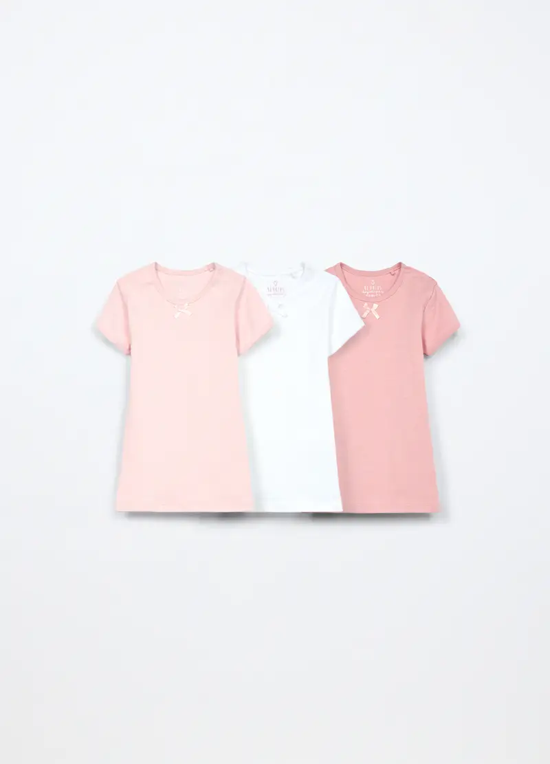 Pack 3 Magliette Intime In Interlock Di Puro Cotone Neonata, Rosa chiaro