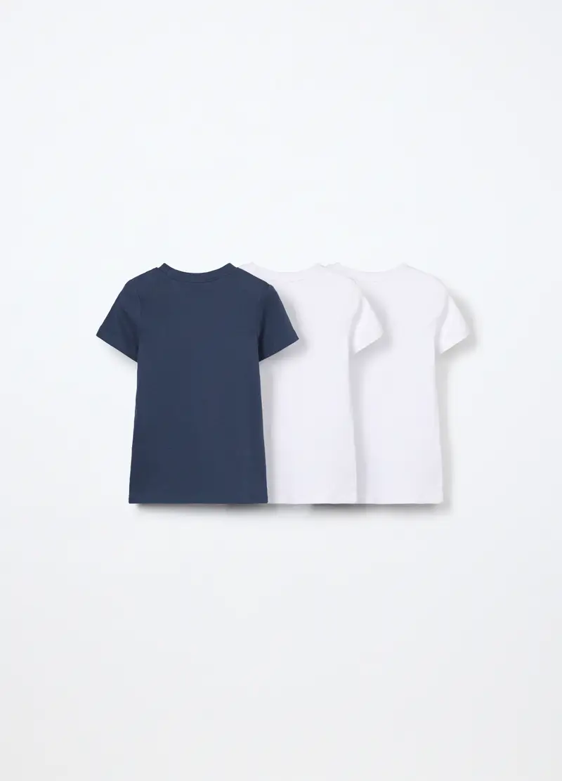 Pack 3 Magliette Intime In Puro Cotone Bambino, Bianco/Blu miniatura 2