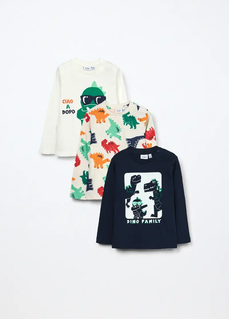 Pack 3 T-shirt In Jersey Di Puro Cotone Neonato, Bambino, Beige chiaro