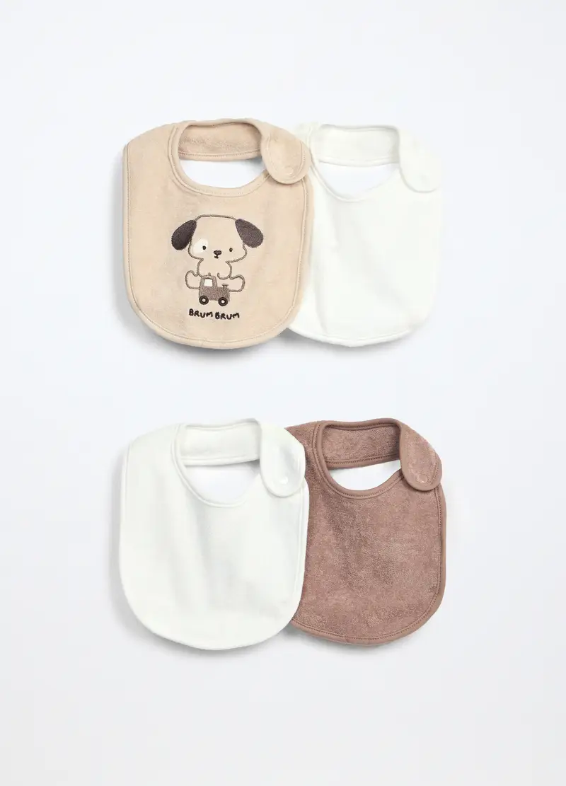 Blukids, Pack 4 Bavaglini In Spugna Di Puro Cotone, Neonata, Beige chiaro, Taglia: T.U.