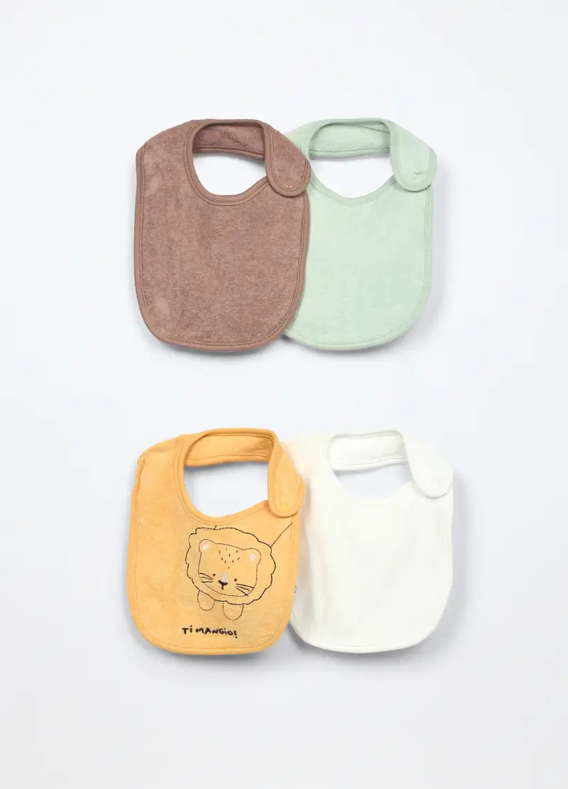 Blukids, Pack 4 Bavaglini In Spugna Di Puro Cotone, Neonata, Giallo ocra, Taglia: T.U.