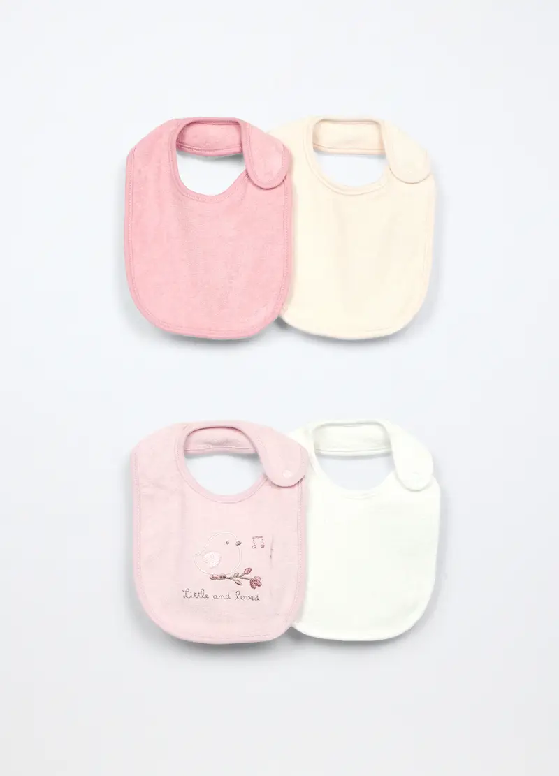 Blukids, Pack 4 Bavaglini In Spugna Di Puro Cotone, Neonata, Rosa chiaro, Taglia: T.U.