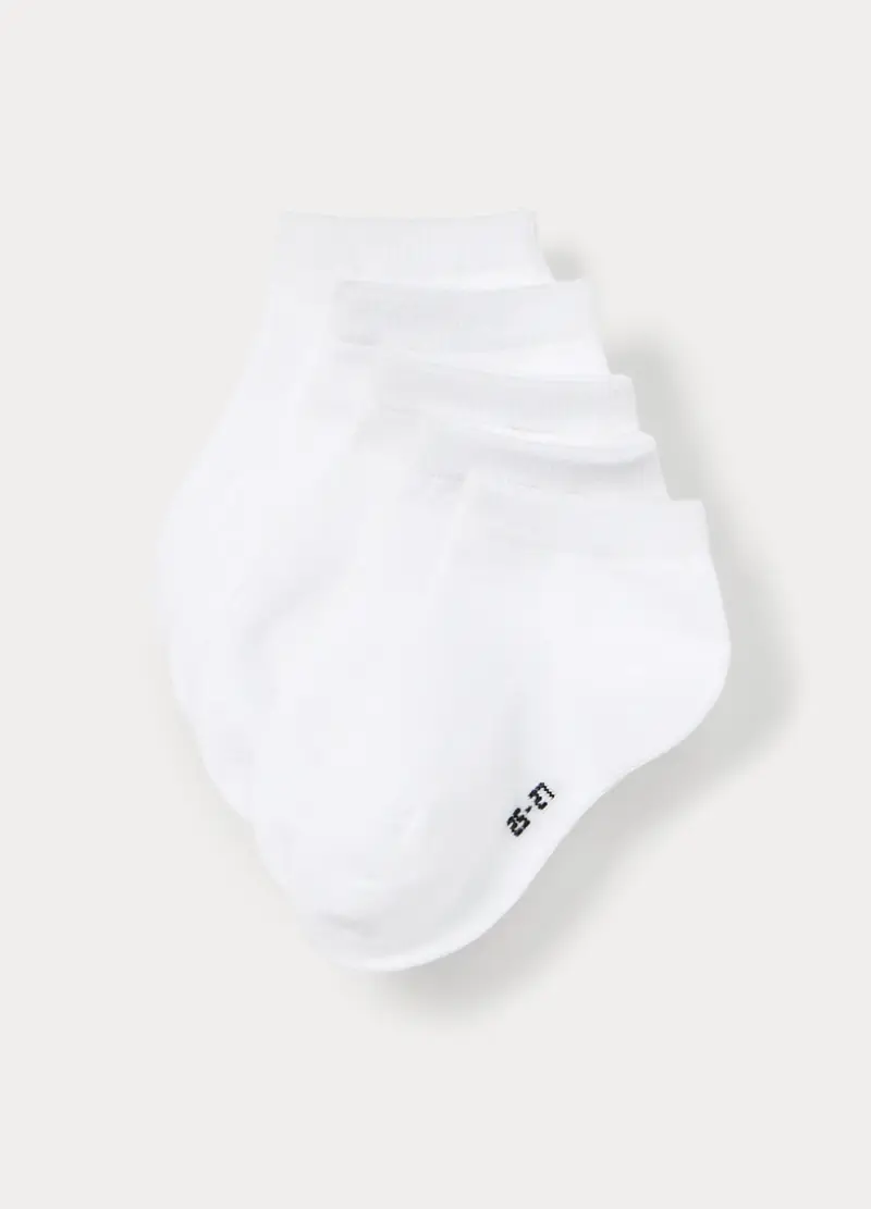 Pack 5 Calze Corte In Misto Cotone Stretch, Bambina, Bianco gesso