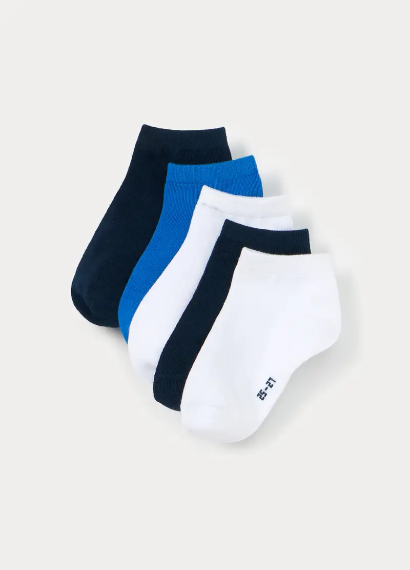 Pack 5 Calze Corte In Misto Cotone Stretch, Bambino, Bianco
