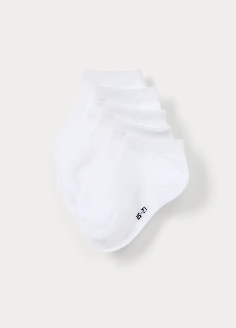 Pack 5 Calze Corte In Misto Cotone Stretch, Bambino, Bianco gesso