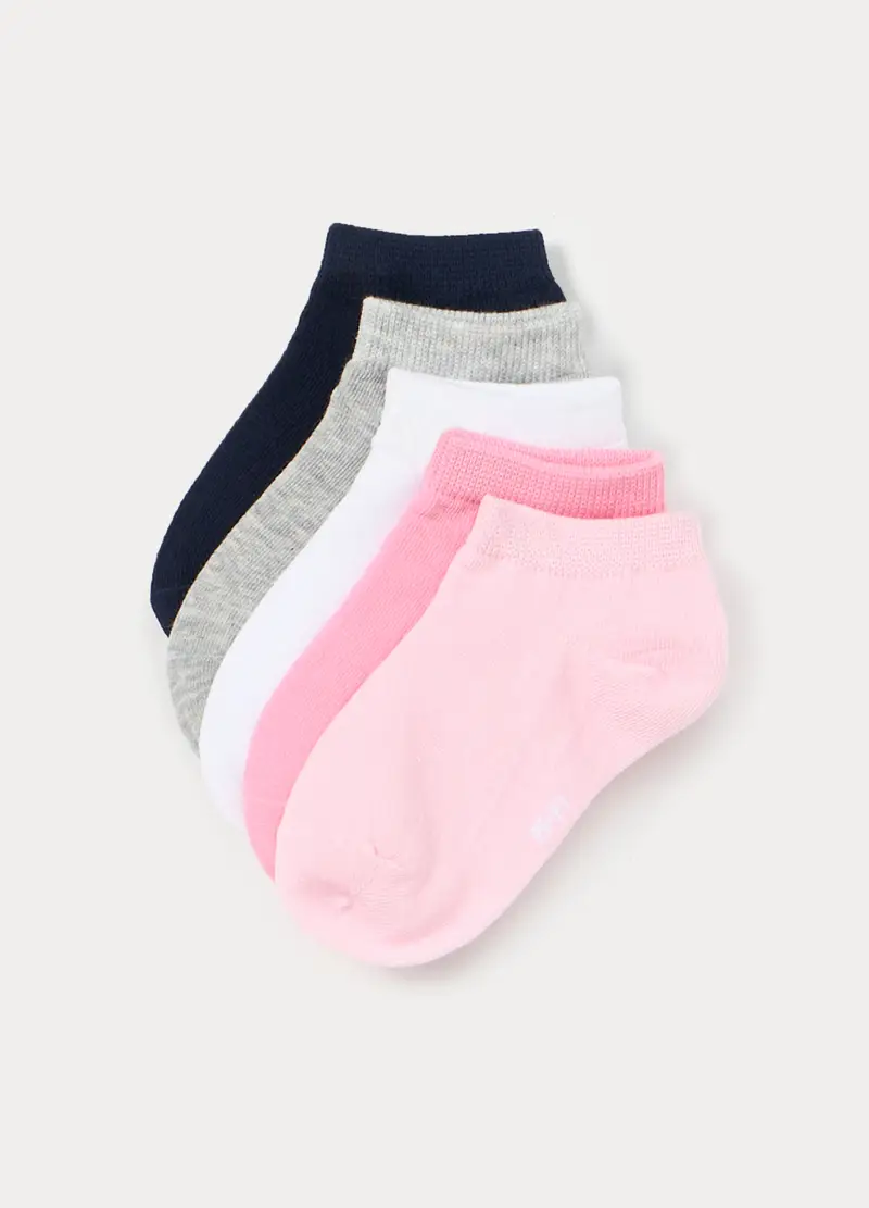 Pack 5 Calze Corte Misto Cotone, Bambina, Rosa pastello