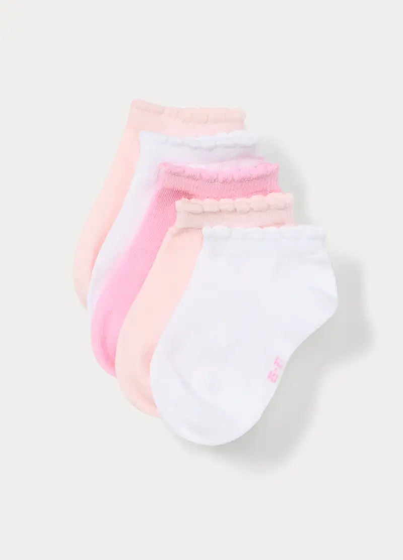 Pack 5 Calze Corte Misto Cotone, Bambina, Rosa pastello