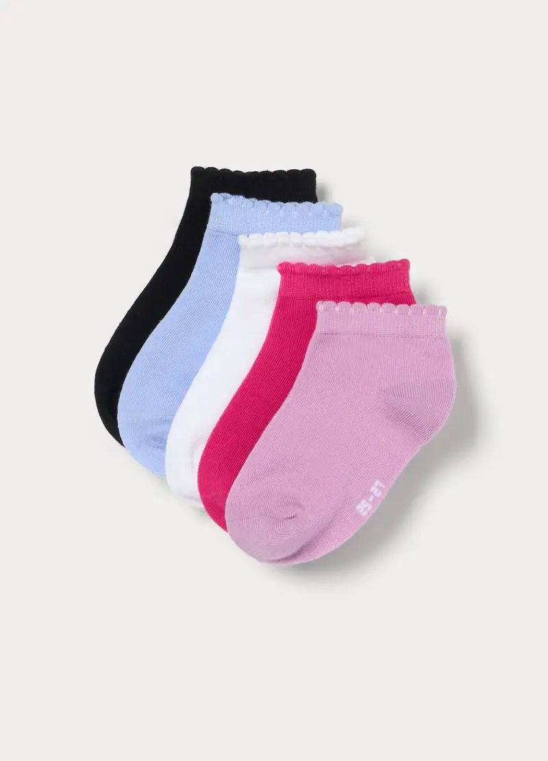 Pack 5 Calze Corte Misto Cotone, Bambina, Viola lilla