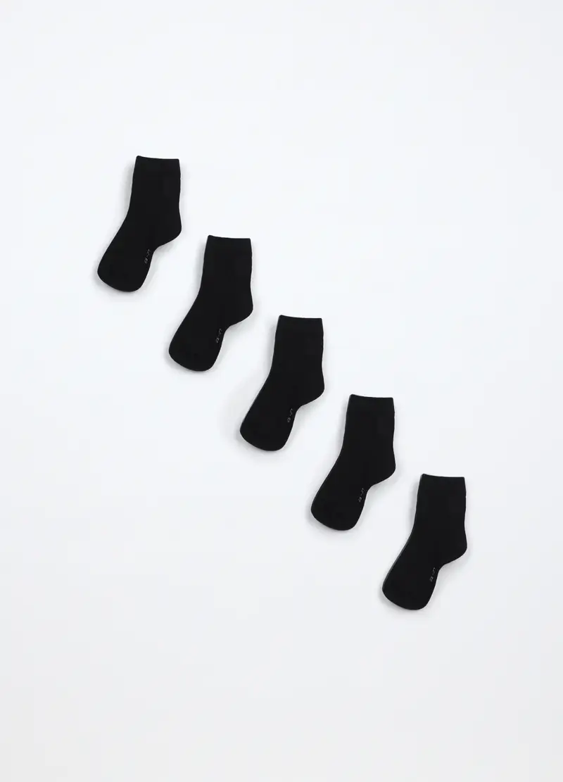 Blukids, Pack 5 Calzini Corti Misto Cotone, Bambino, Nero, Taglia: 28/30