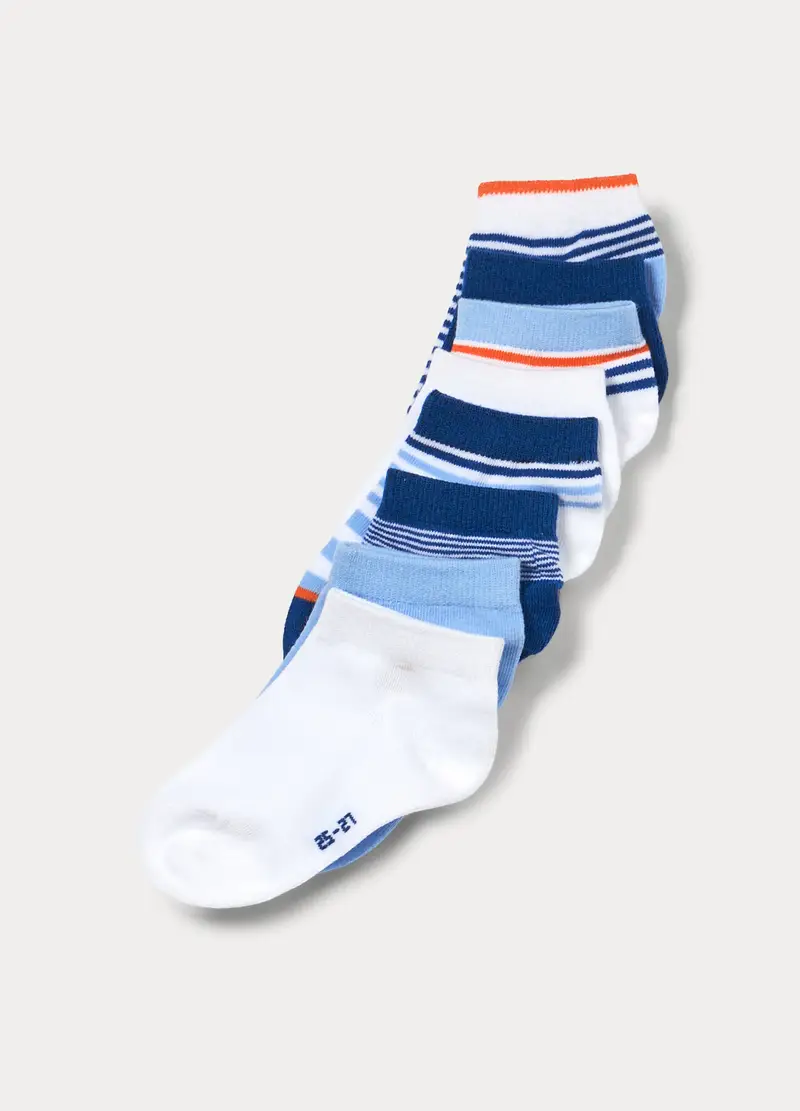 Pack 7 Calze Corte In Cotone Stretch, Bambino, Blu/Azzurro
