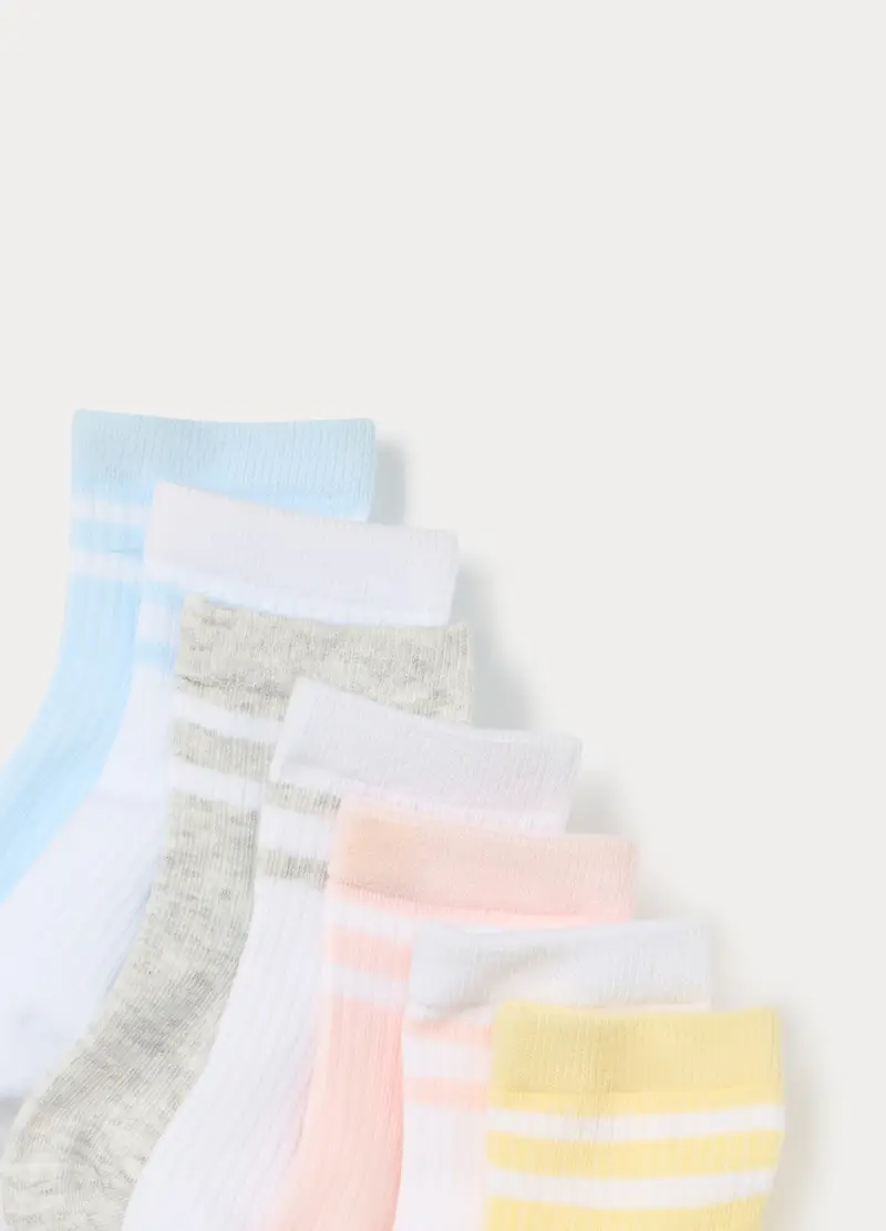 , Pack 7 Calze Misto Cotone Stretch, Bambina, Bianco/Giallo miniatura 3