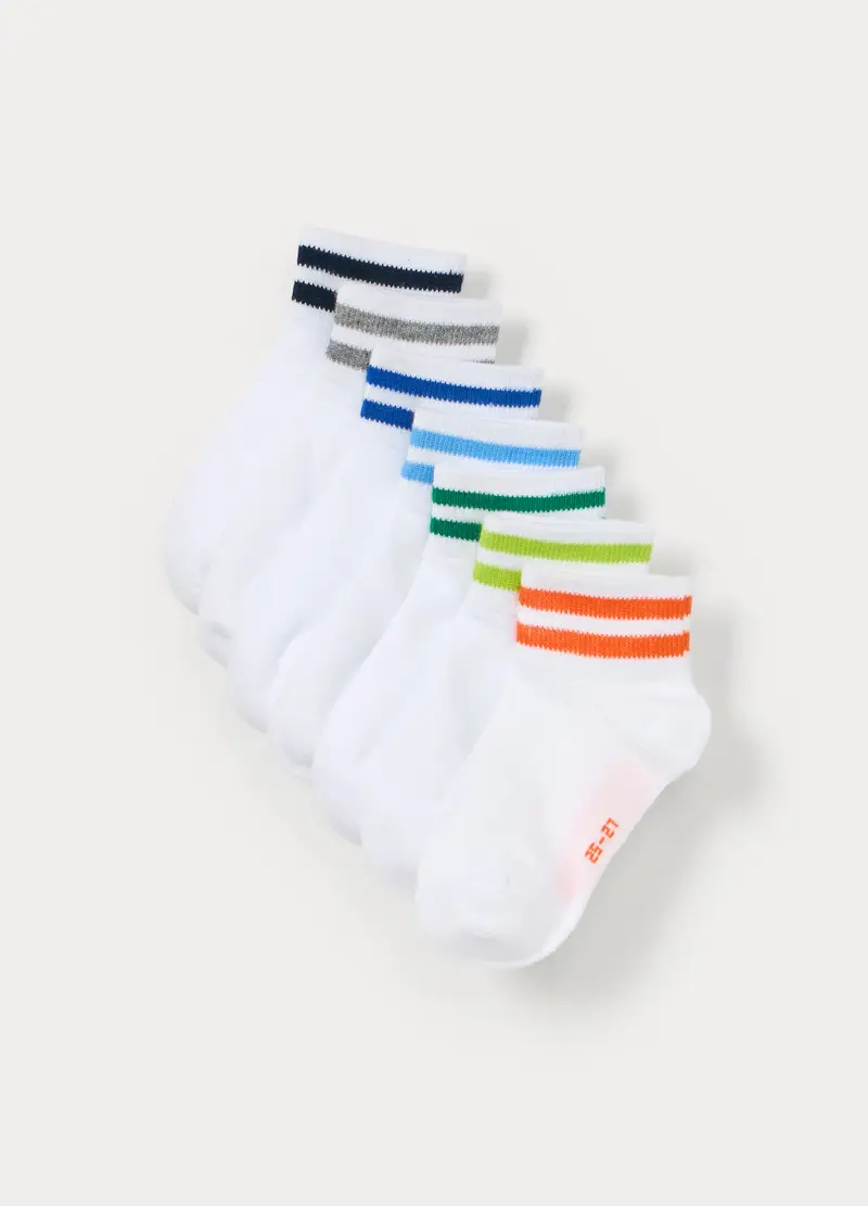 Pack 7 Calze Misto Cotone Stretch, Bambino, Bianco