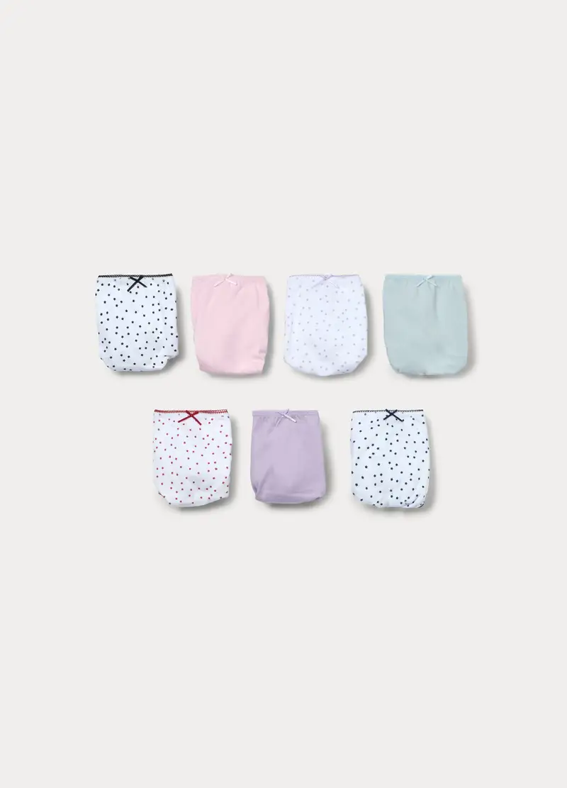 Pack 7 Slip In Jersey Di Puro Cotone Ragazza, Bambina, Bianco