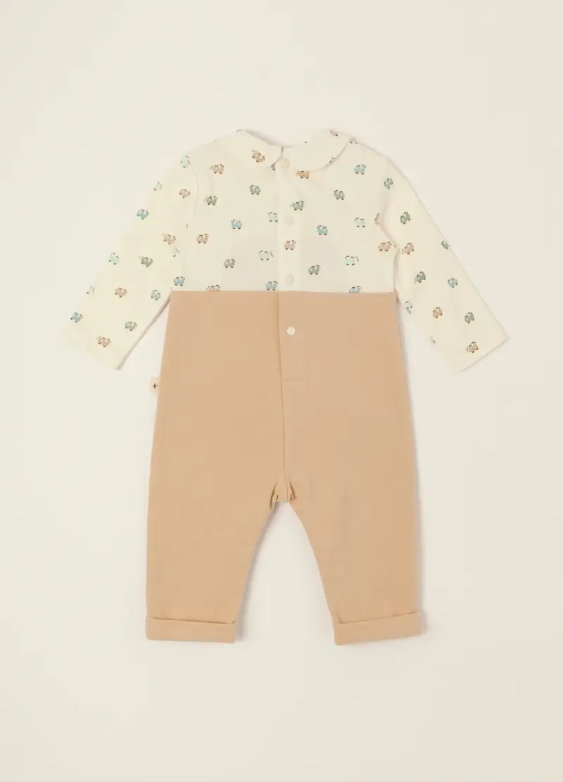 Pagliaccetto Beige In Cotone Organico, Neonato, Beige miniatura 2