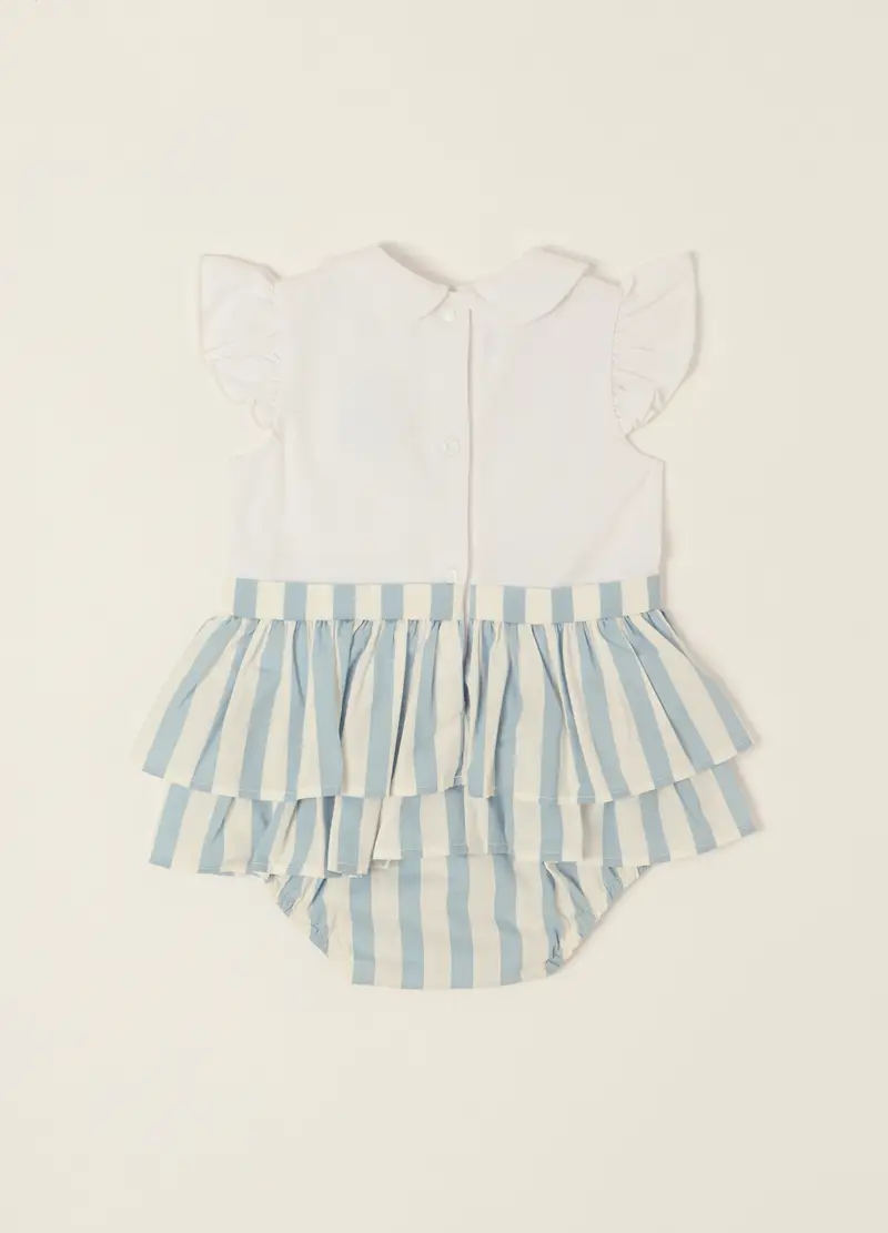 Pagliaccetto Bianco E Azzurro In Cotone Elasticizzato, Neonata, Bianco miniatura 2