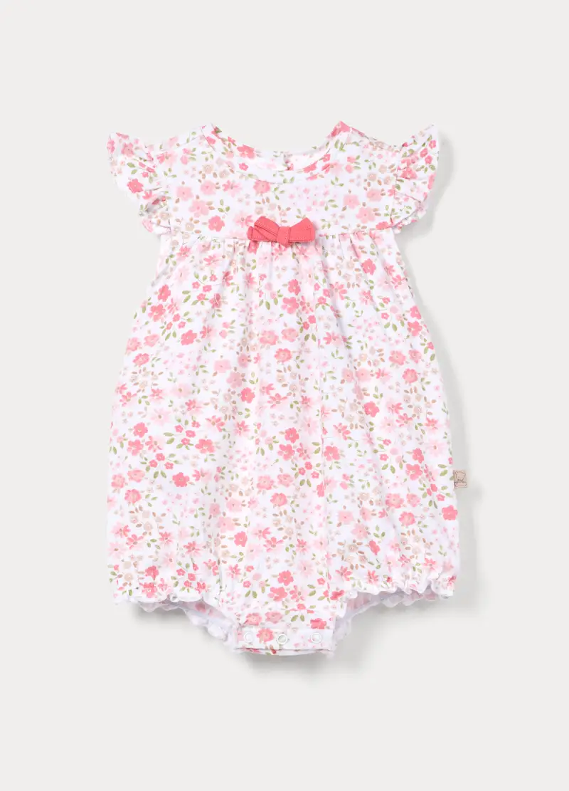 Pagliaccetto Girocollo In Jersey Di Cotone Stretch Neonata, Rosa chiaro