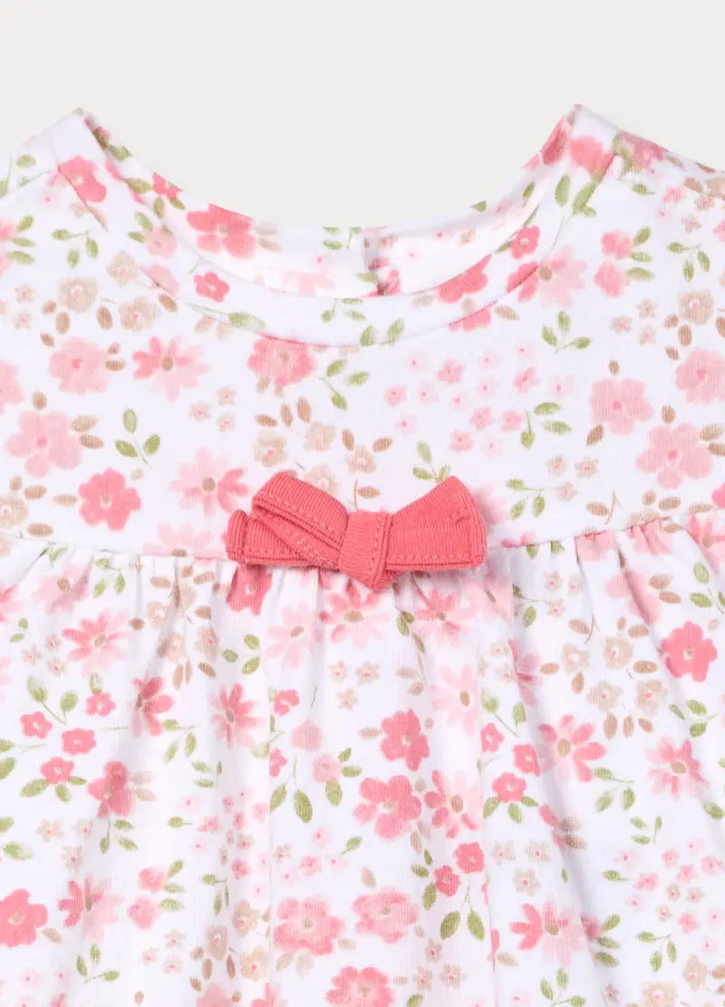 Pagliaccetto Girocollo In Jersey Di Cotone Stretch Neonata, Rosa chiaro miniatura 3