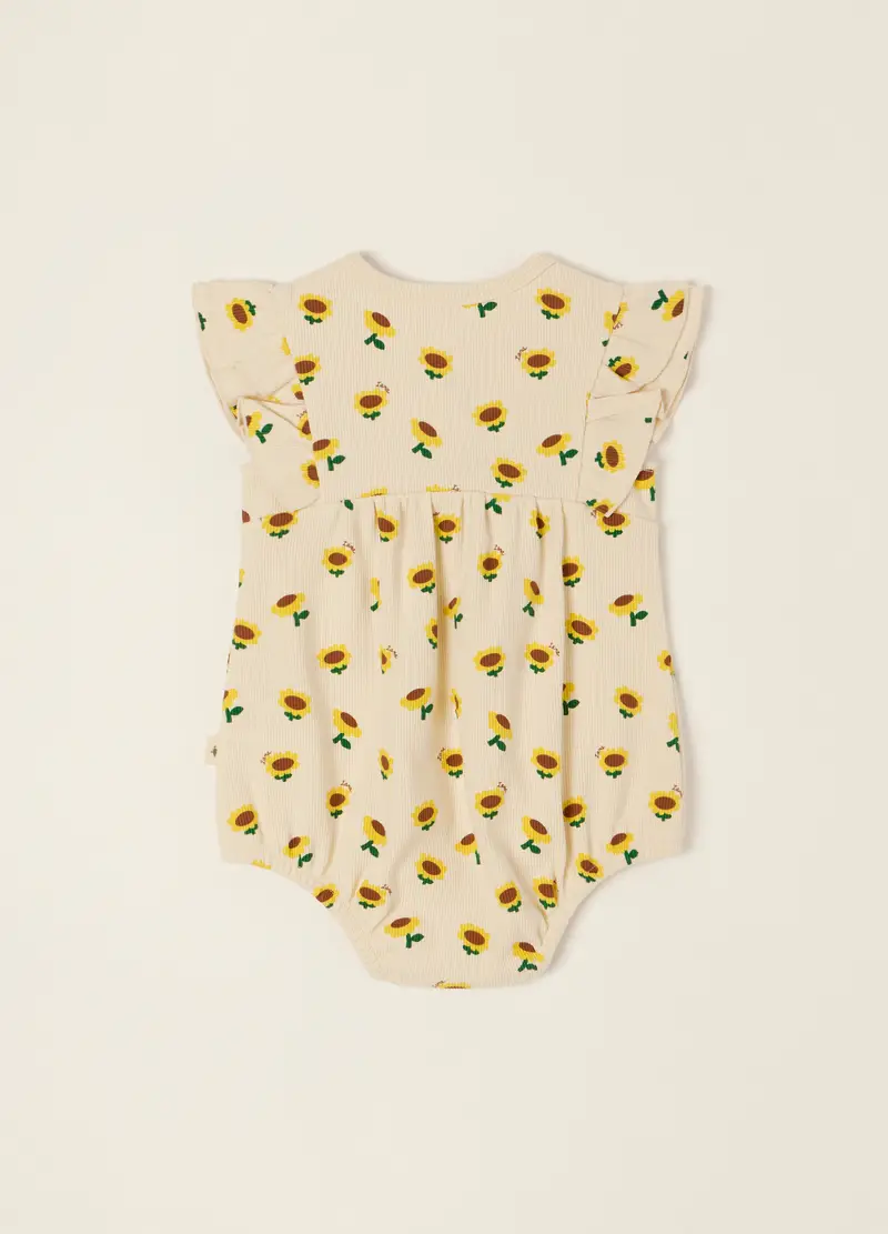 Pagliaccetto In Costina Di Cotone Stretch Iana Neonata, Beige chiaro miniatura 2