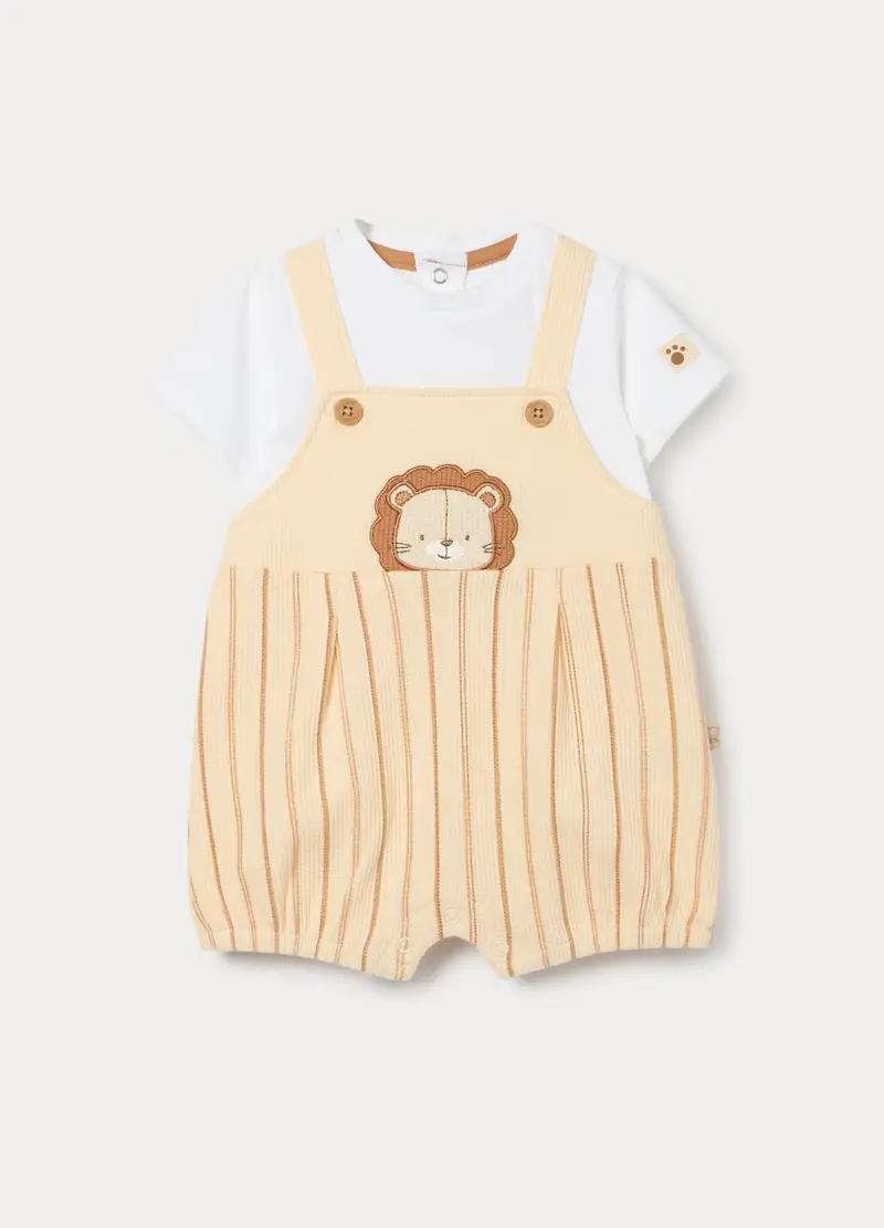 Pagliaccetto In Cotone Stretch Neonato, Beige chiaro