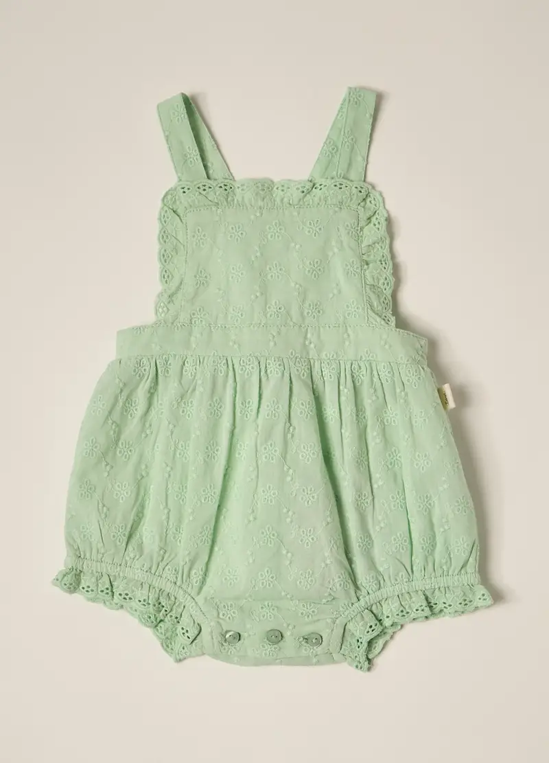 Blukids, Pagliaccetto In Puro Cotone Sangallo Iana Neonata, Verde chiaro, Taglia: 1