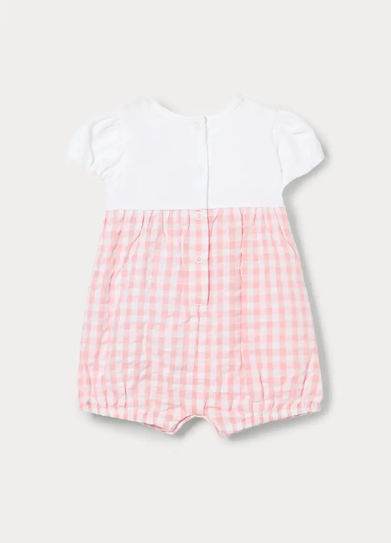 Pagliaccetto Misto Cotone Seersucker Neonata, Rosa pastello miniatura 2