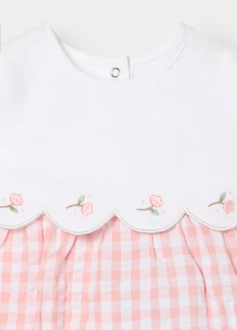 Pagliaccetto Misto Cotone Seersucker Neonata, Rosa pastello miniatura 3