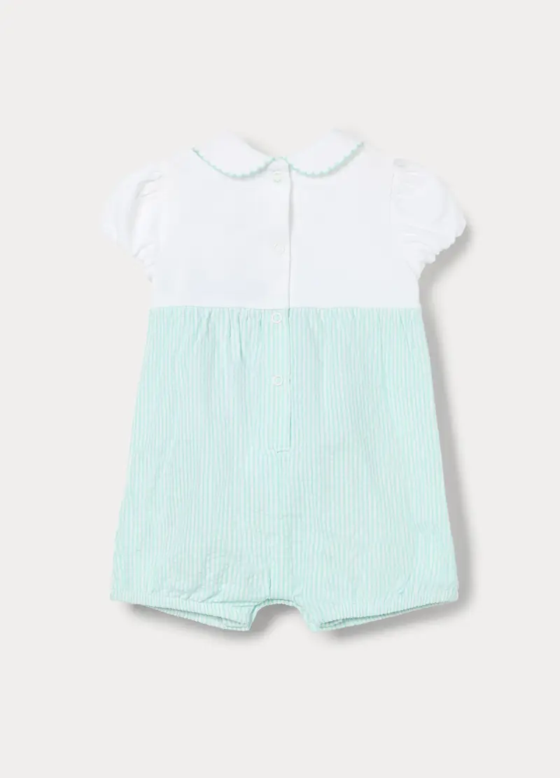 Pagliaccetto Misto Cotone Seersucker Neonata, Verde acqua miniatura 2