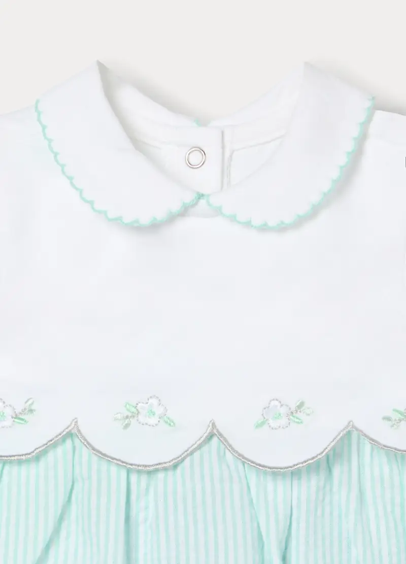 Pagliaccetto Misto Cotone Seersucker Neonata, Verde acqua miniatura 3