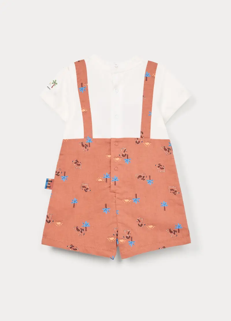 Pagliaccetto Misto Lino Neonato, Arancione papaya miniatura 2