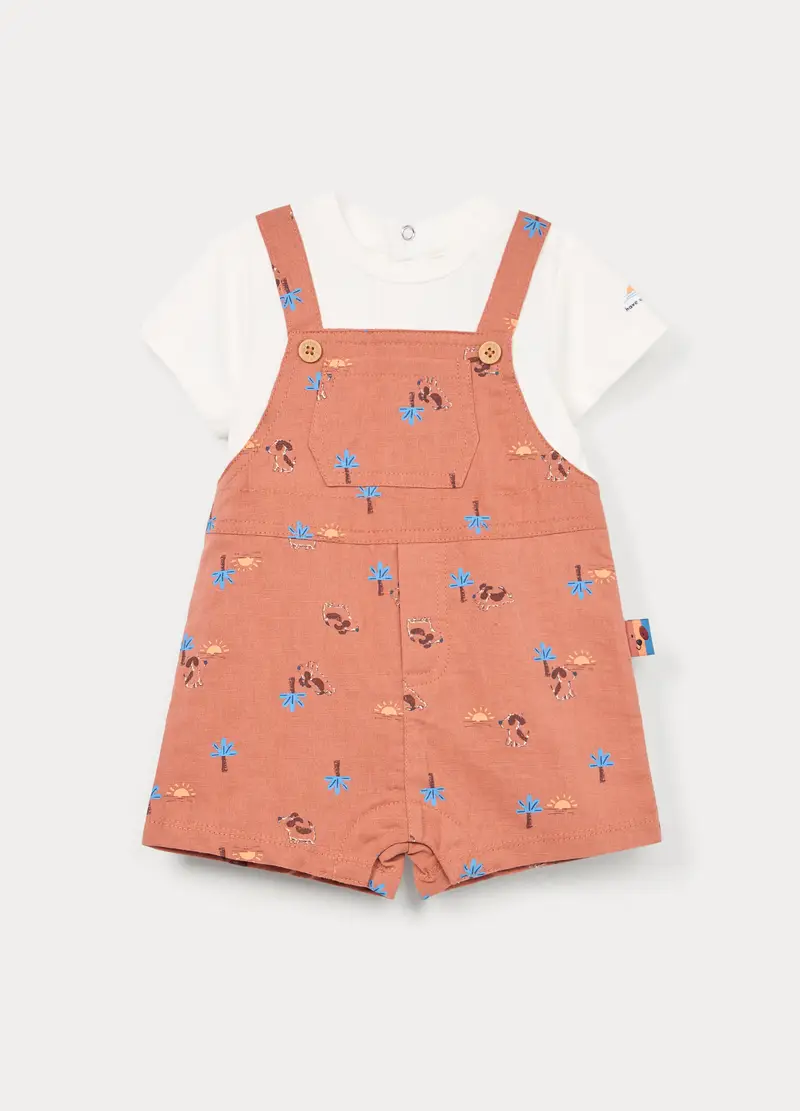 Pagliaccetto Misto Lino Neonato, Arancione papaya