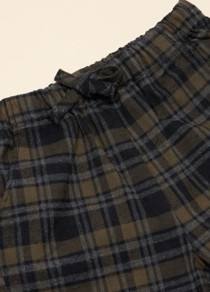 Pantaloni A Quadri In Cotone, Neonato, Nero/Verde miniatura 2