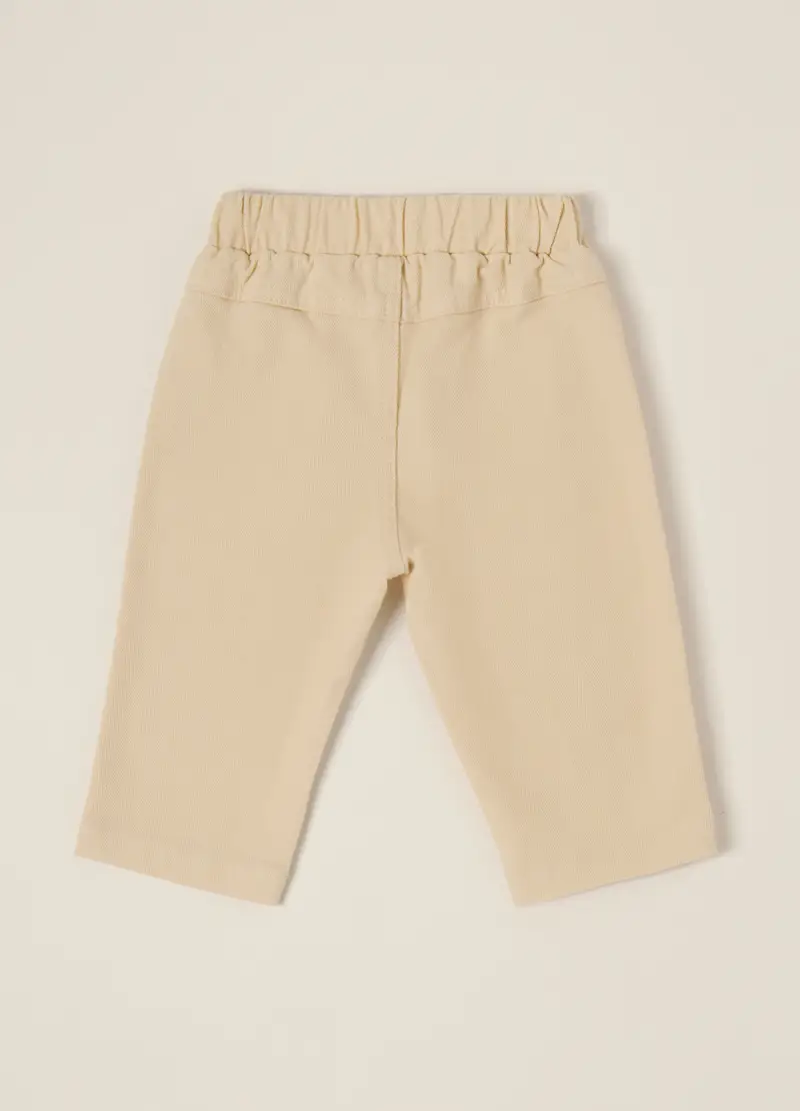 Pantaloni Beige Elasticizzati Per Neonato, Beige chiaro miniatura 2