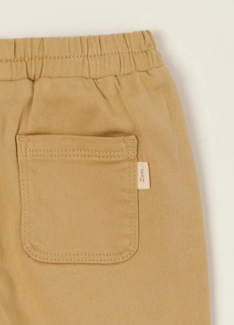 Pantaloni Beige In Cotone E Viscosa Elasticizzato, Neonato, Beige miniatura 3