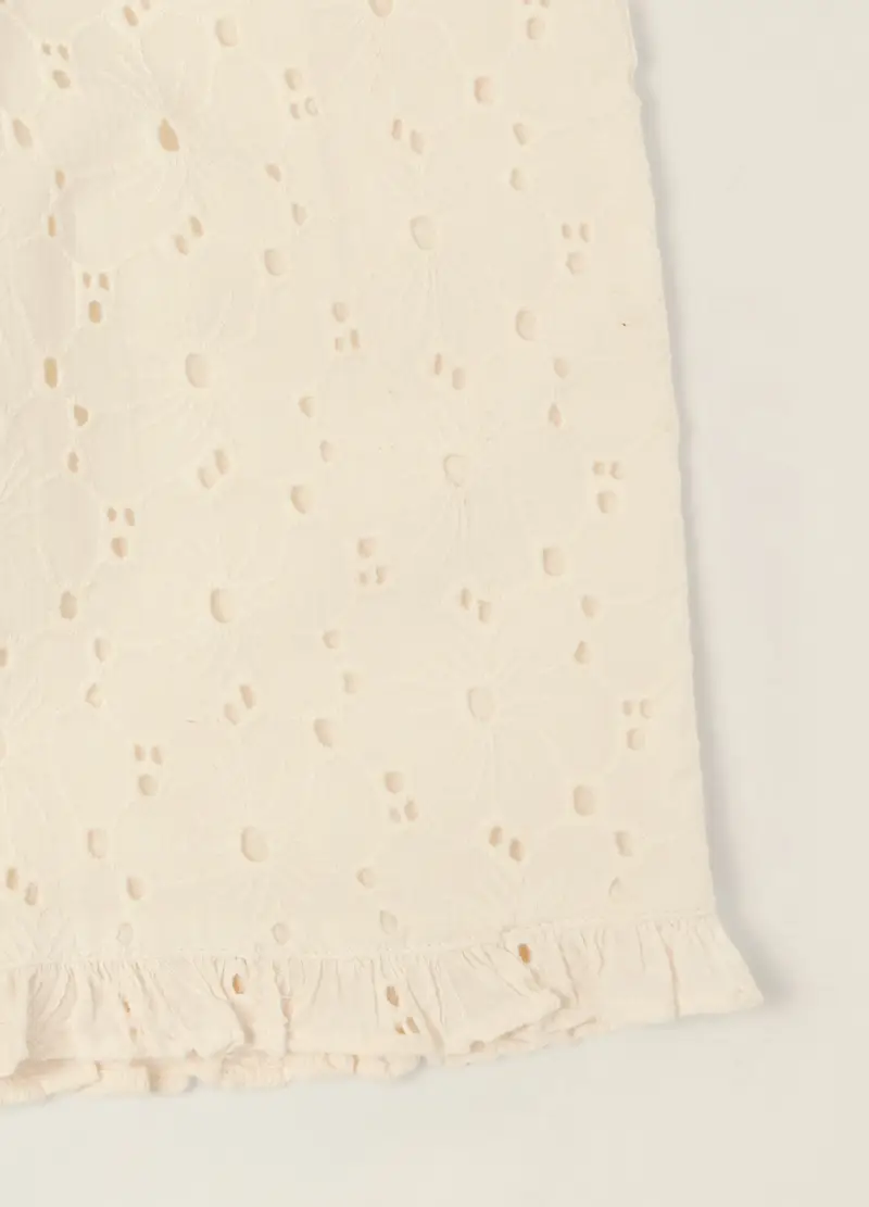 Pantaloni Beige In Puro Cotone Con Texture Traforata, Neonata, Beige miniatura 3