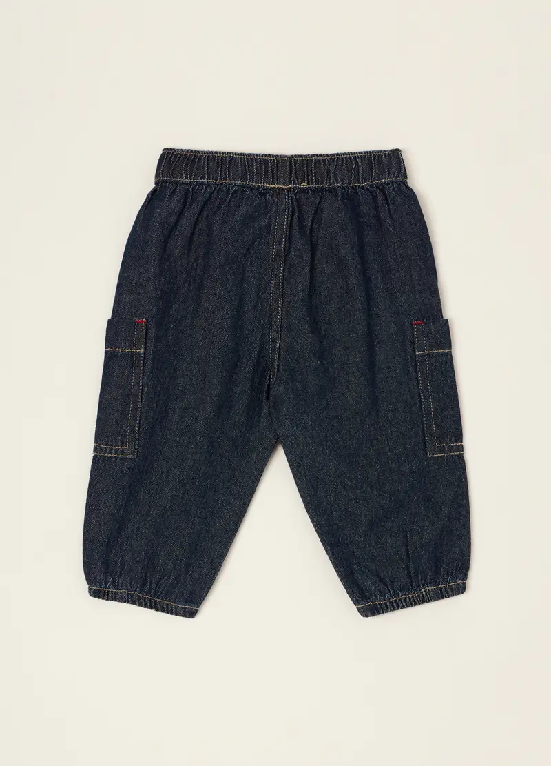 Pantaloni Blu In Puro Cotone, Neonato, Nero miniatura 2