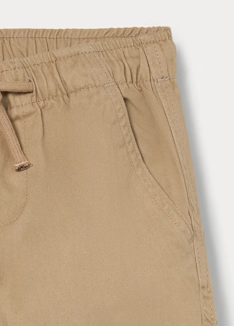 Pantaloni Chino Cargo In Puro Cotone Bambino, Beige chiaro miniatura 3