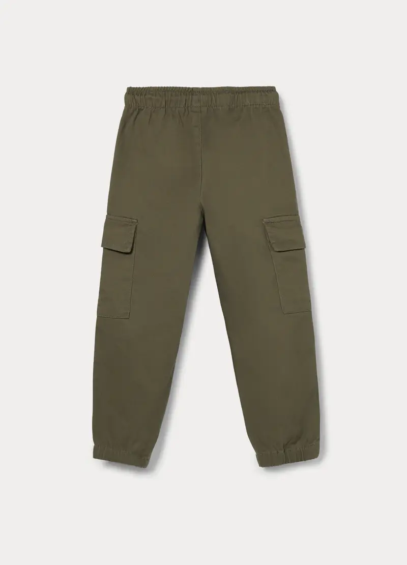 Pantaloni Chino Cargo In Puro Cotone Bambino, Verde militare miniatura 2