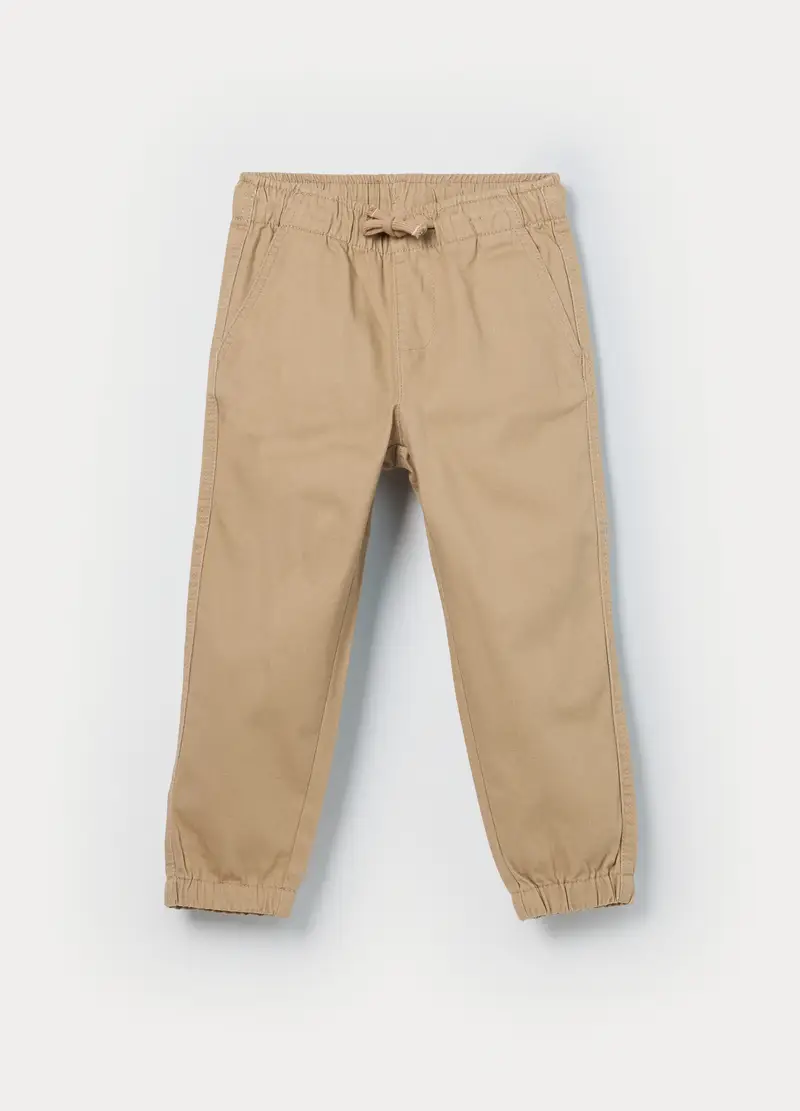 Pantaloni Chino In Puro Cotone Bambino, Beige chiaro