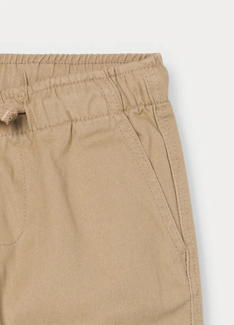 Pantaloni Chino In Puro Cotone Bambino, Beige chiaro miniatura 3