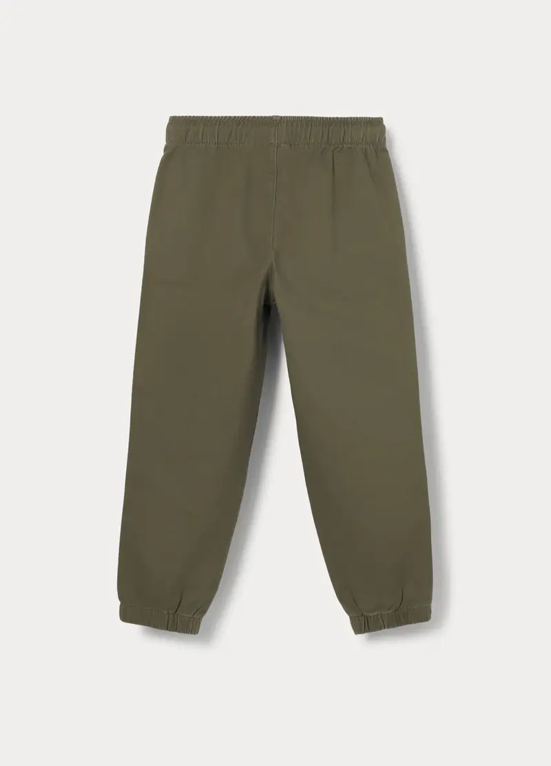 Pantaloni Chino In Puro Cotone Bambino, Verde oliva miniatura 2