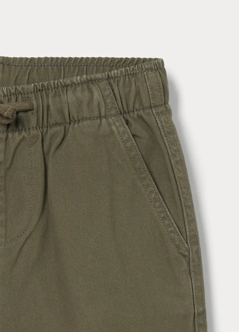 Pantaloni Chino In Puro Cotone Bambino, Verde oliva miniatura 3