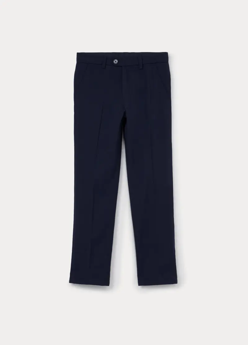 Pantaloni Chino Misto Lana Regular Fit Ragazzo, Bambino, Blu scuro